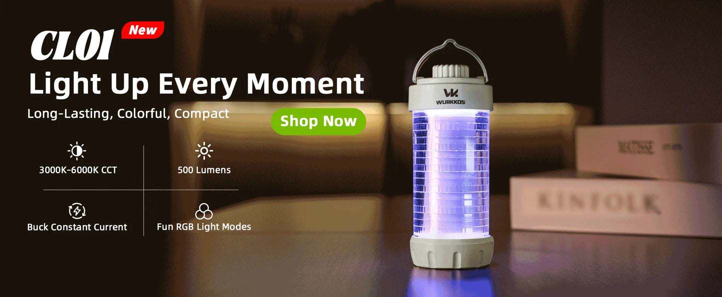 Wurkkos CL01 waterproof Waterproof Power Bank Small Outdoor Lamp Camping Flashlight 550LM Portable Magnetic Lamp 360° RGB Torch