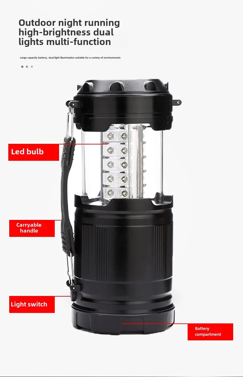 LED Hight power White Outdoor Camping Lamp Portable Stretch Camping Lamp Portable Tent Pull Lantern Emergency Light