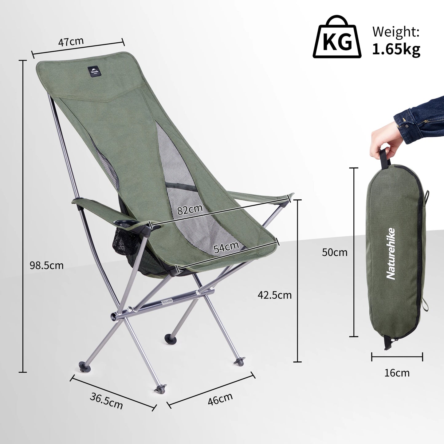 Naturehike Camping Chair Yl06 Ultralight Portable High Back Folding Moon Chair Outdoor Foldable Fishing Chair Backpacking Chair
