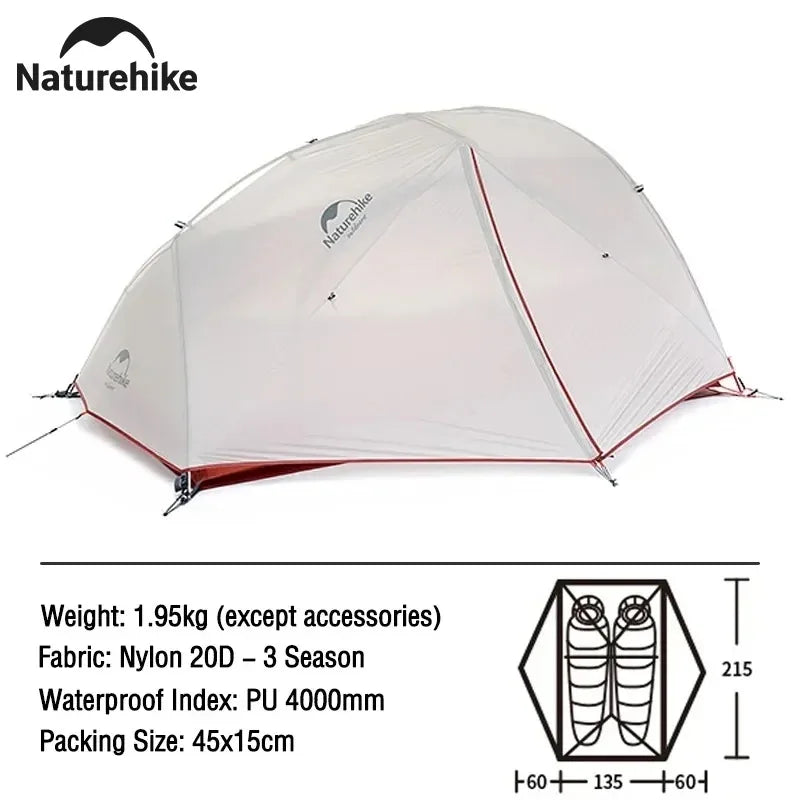 Naturehike Mongar 2 Tent Cloud Up 1 2 3 Persons Tent Star River Tent Cycling Tent Ultralight Outdoor Travel Hiking Camping Tent