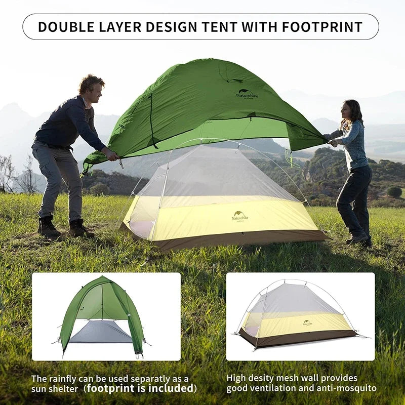 Naturehike Mongar 2 Tent Cloud Up 1 2 3 Persons Tent Star River Tent Cycling Tent Ultralight Outdoor Travel Hiking Camping Tent