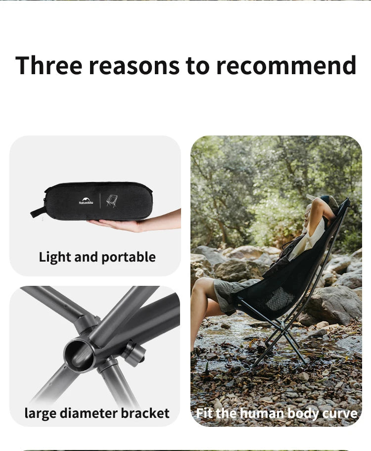 Naturehike L04 Camping Chair Folding Portable Beach Chair Foldable Lighweight Picnic Chair Outdoor Backpack Fishing Chair