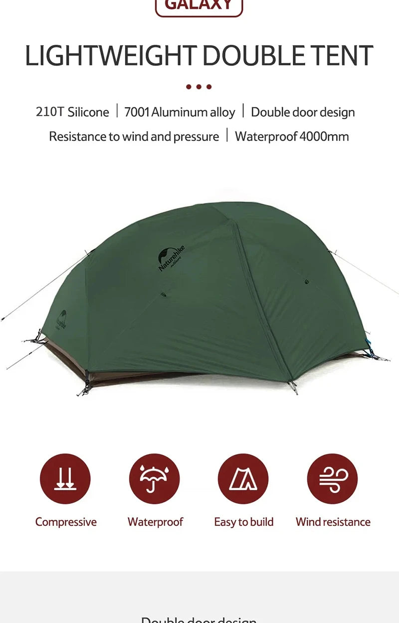 Naturehike Mongar 2 Tent Cloud Up 1 2 3 Persons Tent Star River Tent Cycling Tent Ultralight Outdoor Travel Hiking Camping Tent