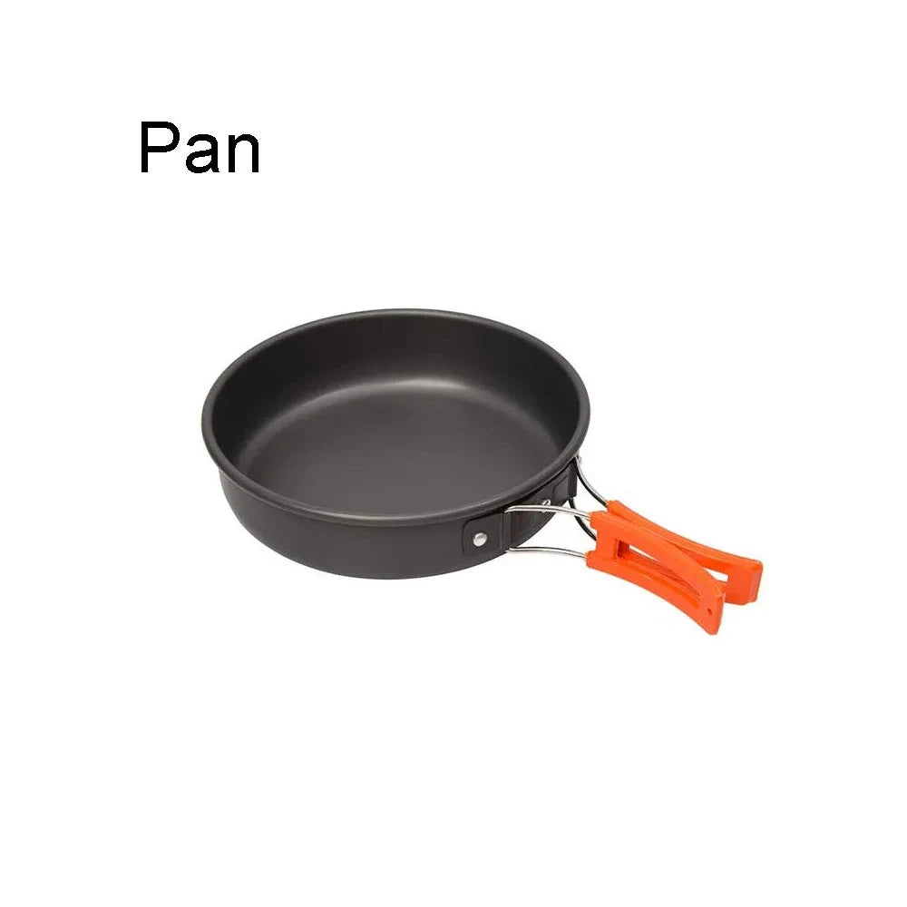 1pcs/1set Camping Cookware Kit Outdoor Cooking Set Aluminum Equipment Outdoor Pot Travel Tableware Kitchen Hiking Picnic BBQ