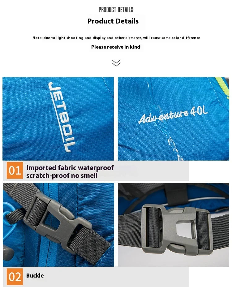 40L Outdoor sports mountaineering bag waterproof nylon camping bag large capacity backpack