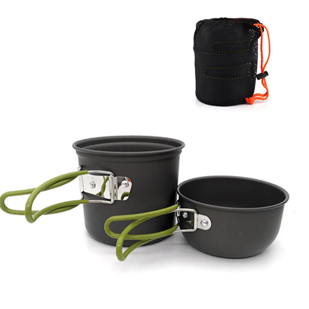 Camping Pots Cookware Set Portable Outdoor Cooking Tableware for Hiking Trekking Picnic Fishing Mountaineering