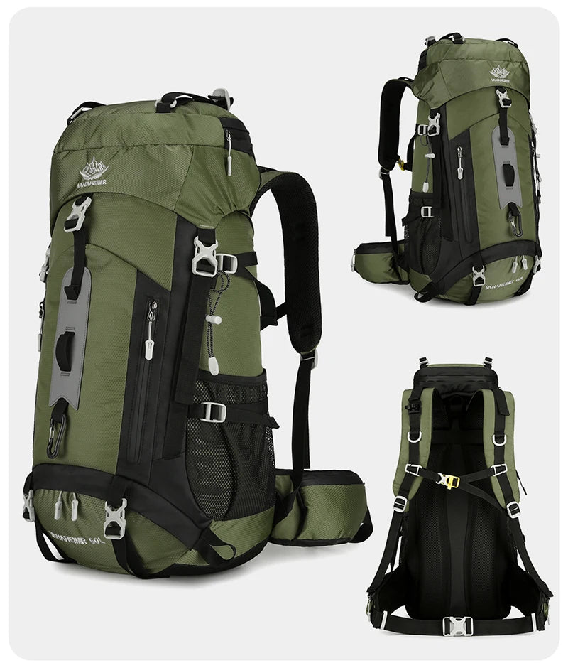 60L Hiking Backpack Men Women Outdoor Waterproof Climbing Travel Large Capacity Bags Mountaineering Trekking Camping Bag 2297
