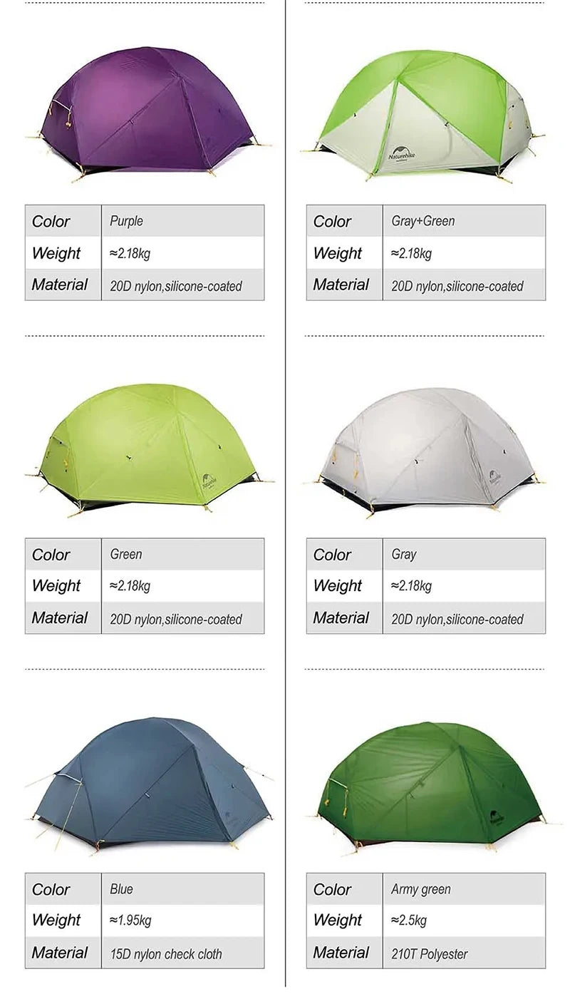 Naturehike Mongar 2 Tent Cloud Up 1 2 3 Persons Tent Star River Tent Cycling Tent Ultralight Outdoor Travel Hiking Camping Tent