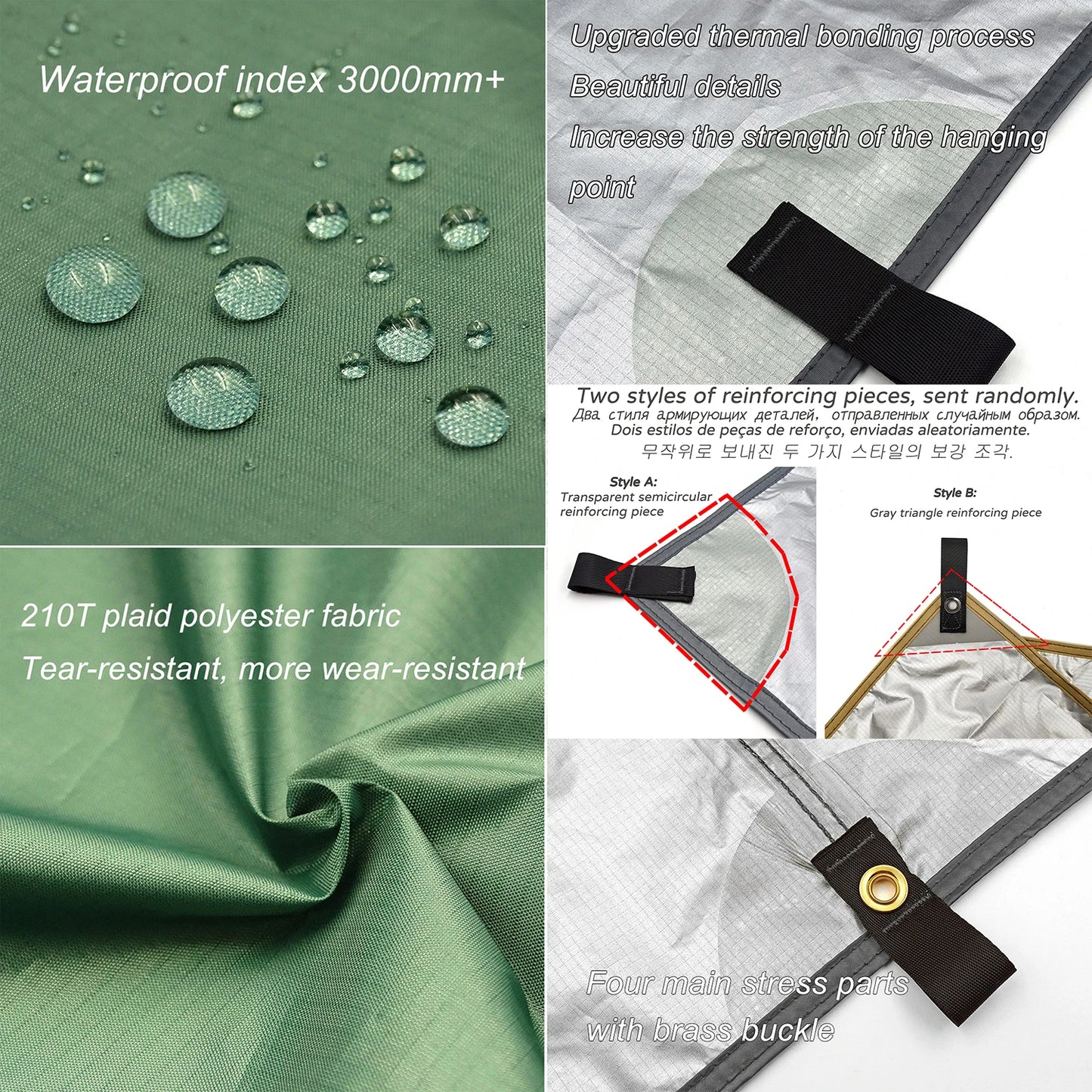 Waterproof Tent Tarp 19 Hang Points Survival Tent Outdoor Camping Tactical Sun Shelter 4x4 3x4 3x3 Lightweight Sunshade Awning