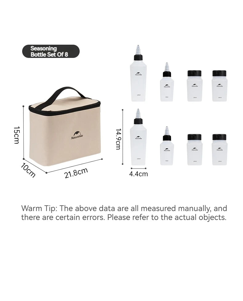 Naturehike Camping Seasoning Jar Portable Outdoor Kitchen Barbecue Cruets Spice Set Seasoning Can Bottles Set Camping Supplies