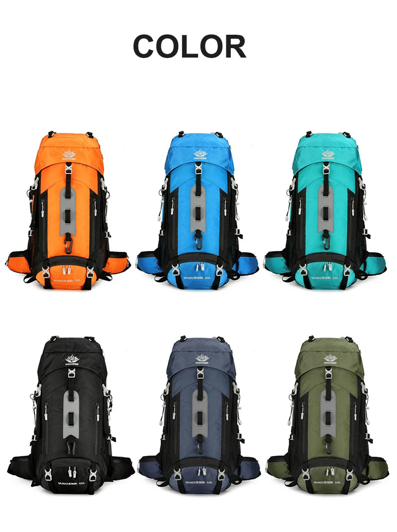 60L Hiking Backpack Men Women Outdoor Waterproof Climbing Travel Large Capacity Bags Mountaineering Trekking Camping Bag 2297