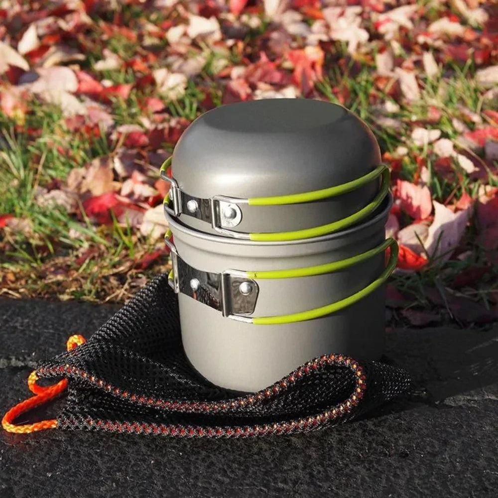 Camping Pots Cookware Set Portable Outdoor Cooking Tableware for Hiking Trekking Picnic Fishing Mountaineering