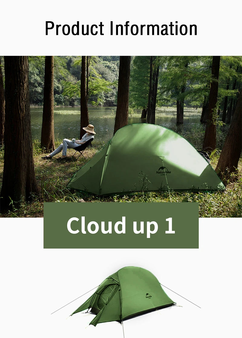 Naturehike Mongar 2 Tent Cloud Up 1 2 3 Persons Tent Star River Tent Cycling Tent Ultralight Outdoor Travel Hiking Camping Tent