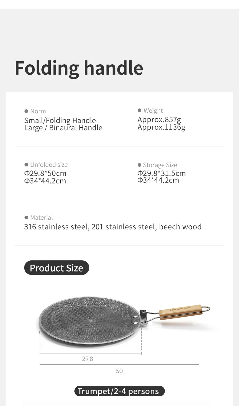 Naturehike Medical Stainless Steel Baking Pan BottomHoneycomb CoalNon-Stick DesignOutdoor FurnitureUniversal Baking Pan