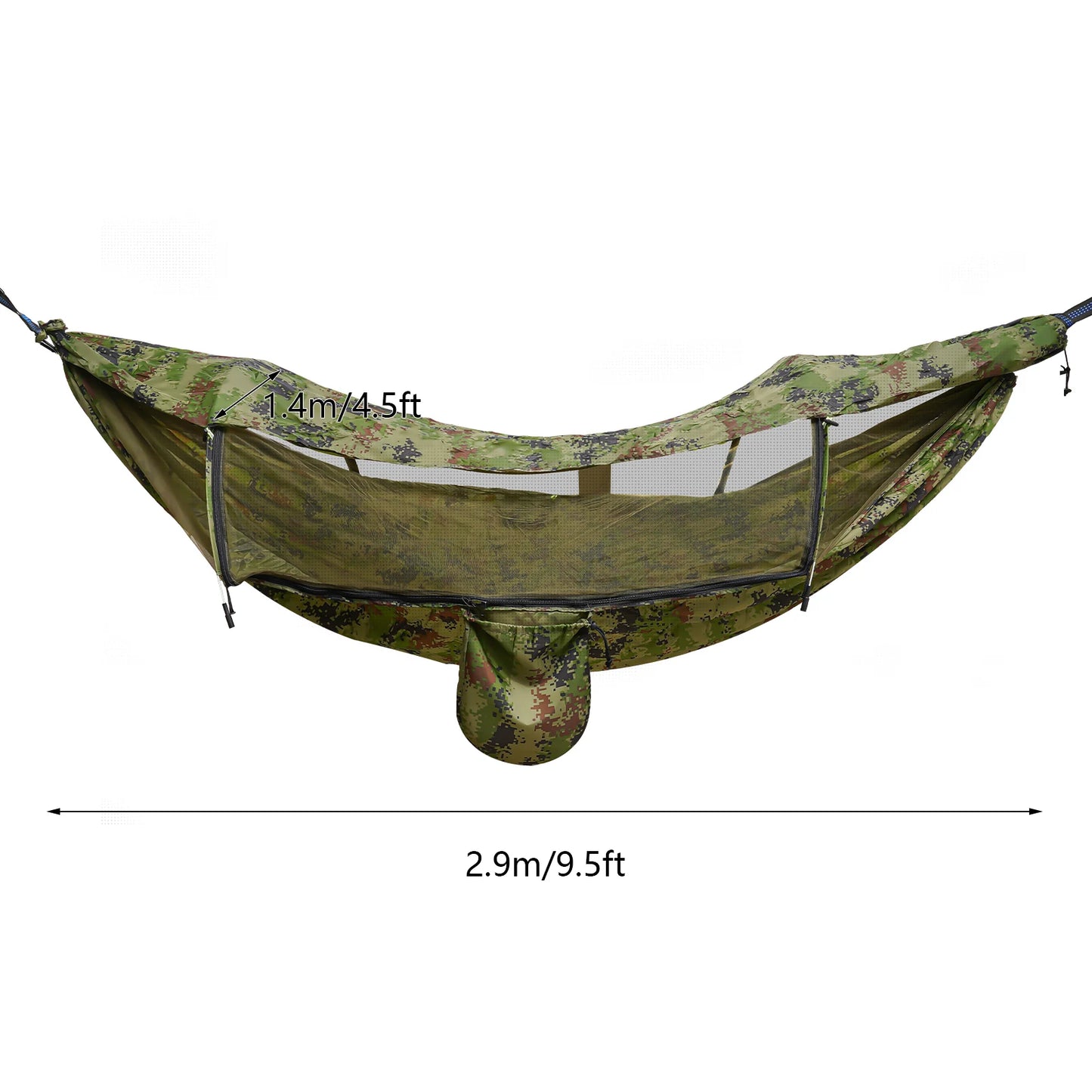 Portable Camping Hammock Anti-mosquito and Anti-Sun Camping Hammock 200kg/440.9lbs Load 2.9*1.4m