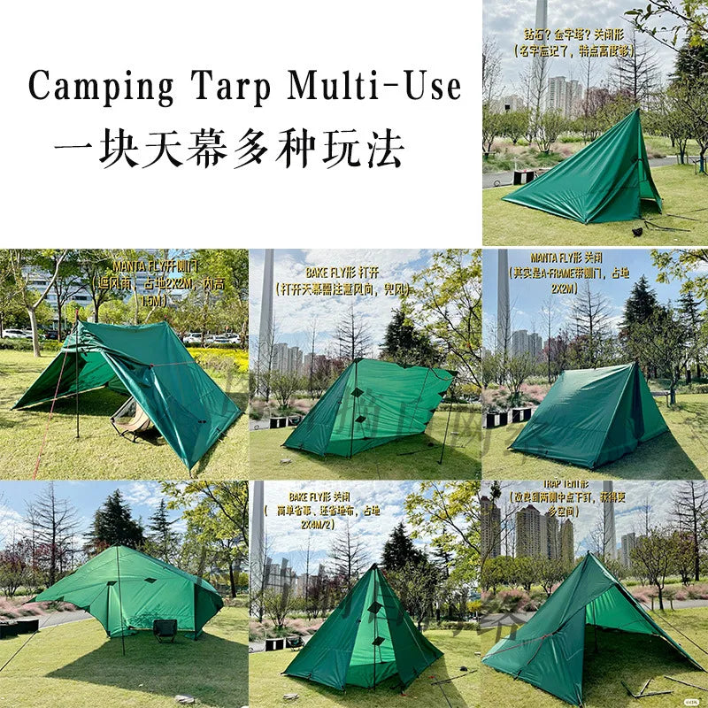 Waterproof Tent Tarp 19 Hang Points Survival Tent Outdoor Camping Tactical Sun Shelter 4x4 3x4 3x3 Lightweight Sunshade Awning