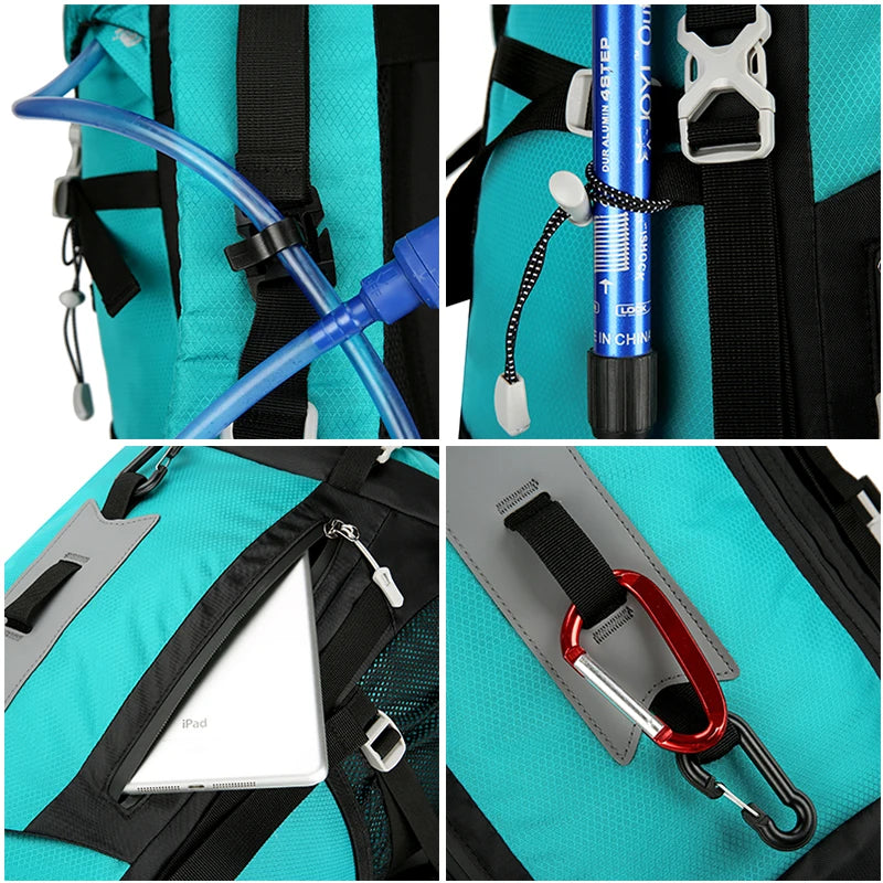 60L Hiking Backpack Men Women Outdoor Waterproof Climbing Travel Large Capacity Bags Mountaineering Trekking Camping Bag 2297