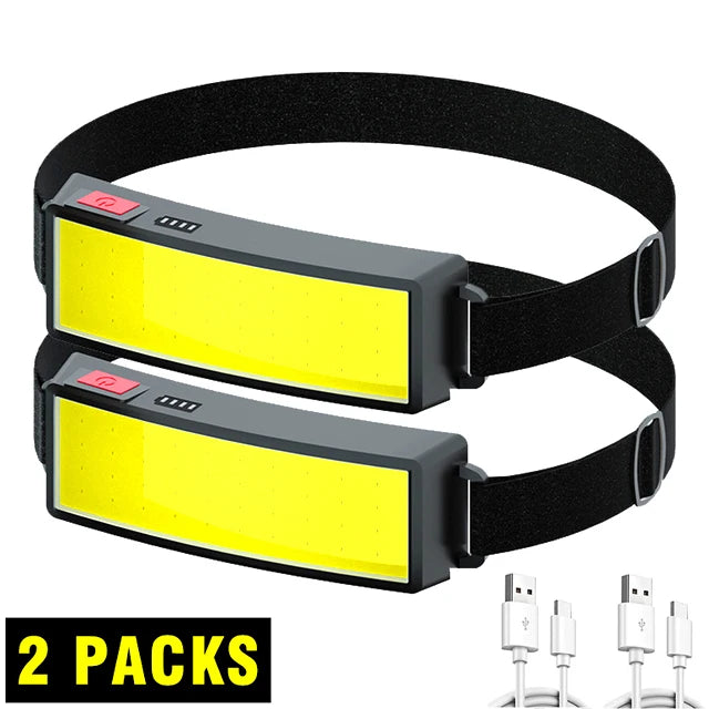 COB LED Headlight Flashlight 3 Mode USB Rechargeable HeadLamp Hiking Camping Lamp