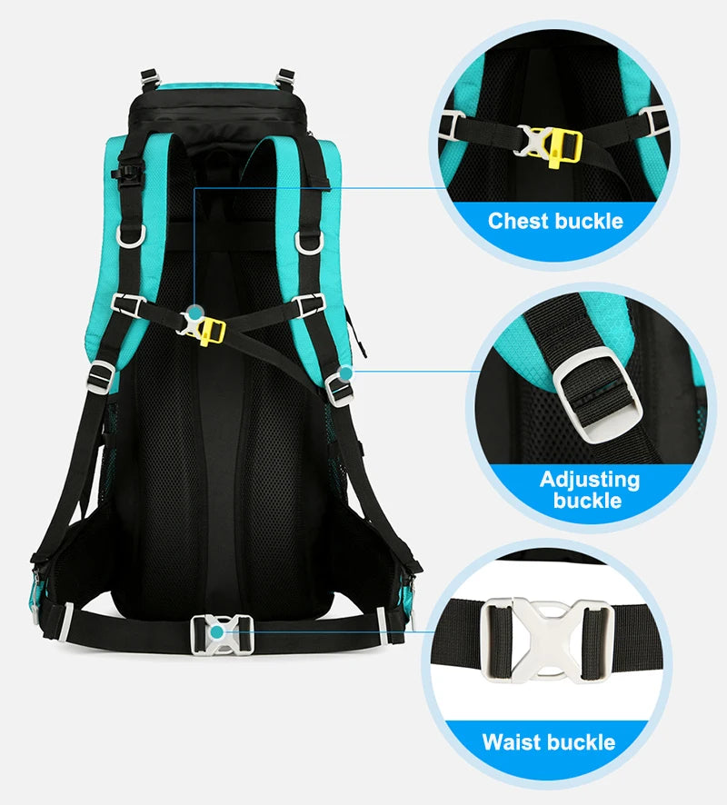60L Hiking Backpack Men Women Outdoor Waterproof Climbing Travel Large Capacity Bags Mountaineering Trekking Camping Bag 2297