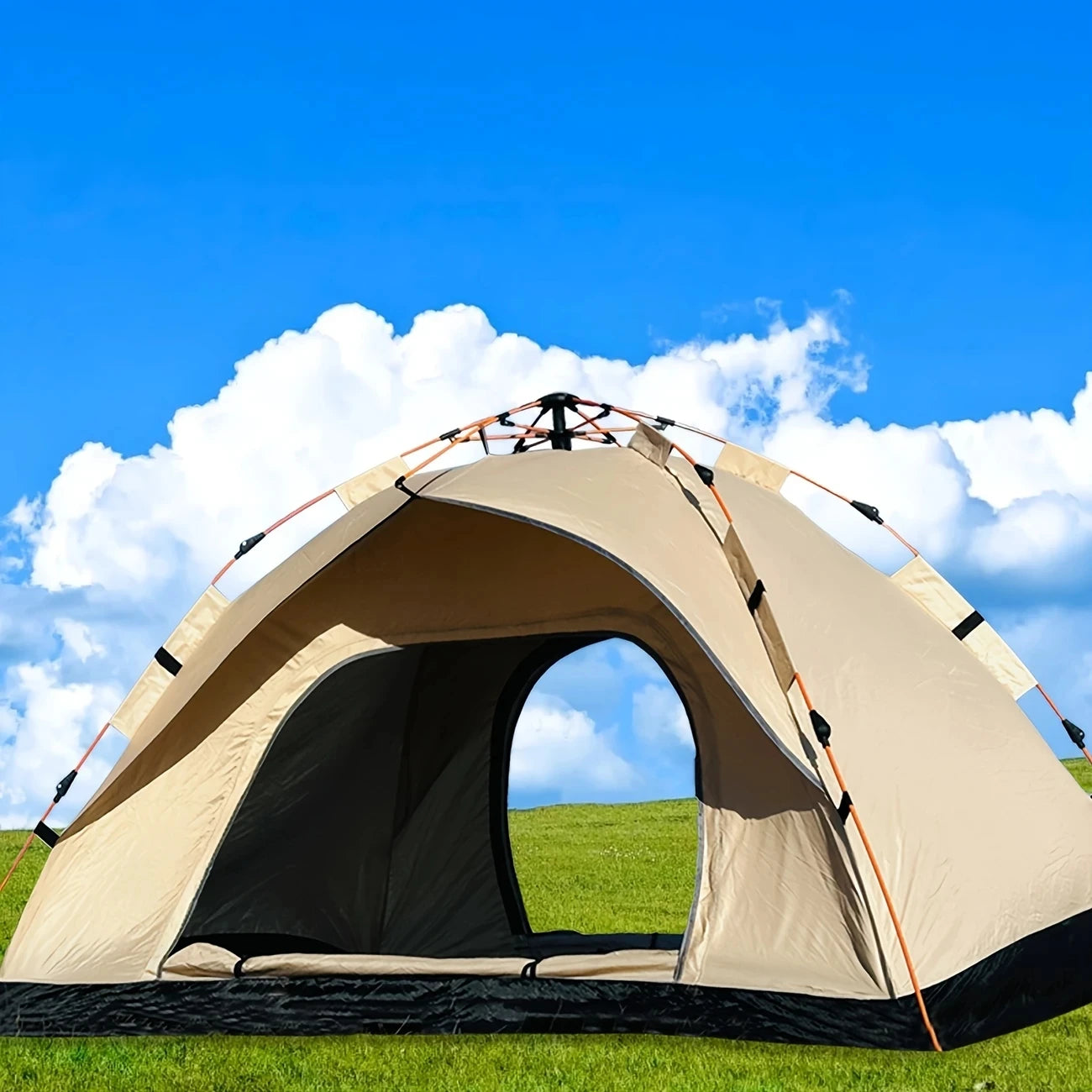 The outdoor self-driving travel camping tent is a foldable tent suitable for 2 to 4 people and can be quickly opened and closed