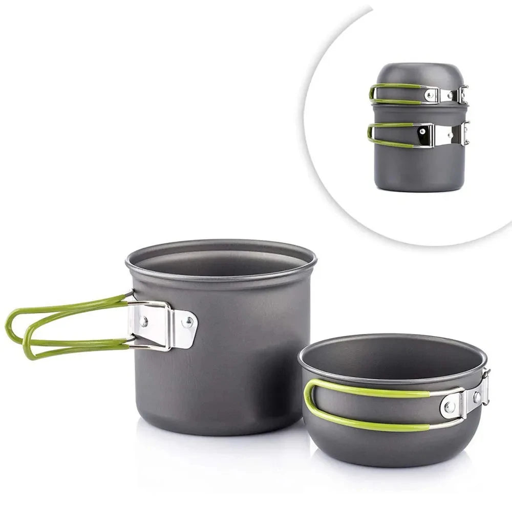 Camping Pots Cookware Set Portable Outdoor Cooking Tableware for Hiking Trekking Picnic Fishing Mountaineering