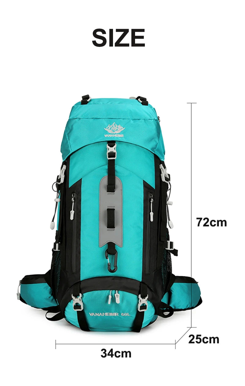 60L Hiking Backpack Men Women Outdoor Waterproof Climbing Travel Large Capacity Bags Mountaineering Trekking Camping Bag 2297