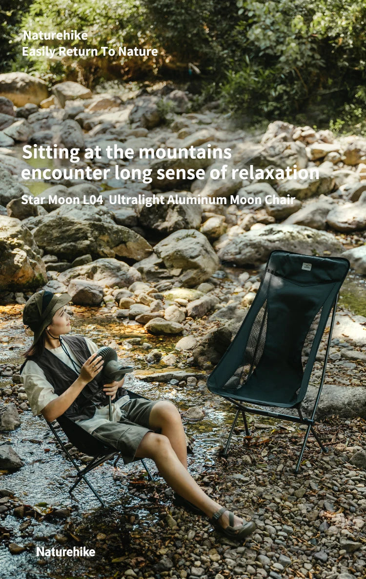 Naturehike L04 Camping Chair Folding Portable Beach Chair Foldable Lighweight Picnic Chair Outdoor Backpack Fishing Chair