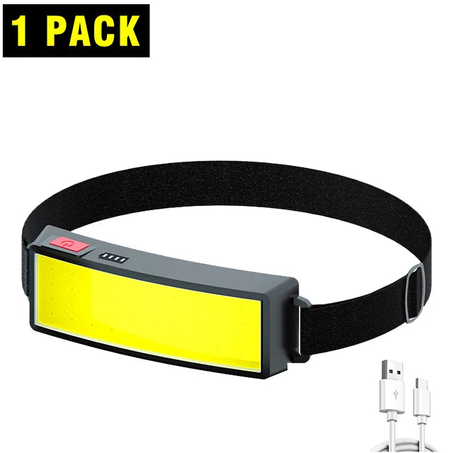 COB LED Headlight Flashlight 3 Mode USB Rechargeable HeadLamp Hiking Camping Lamp