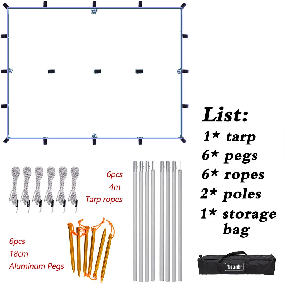 Waterproof Tent Tarp 19 Hang Points Survival Tent Outdoor Camping Tactical Sun Shelter 4x4 3x4 3x3 Lightweight Sunshade Awning