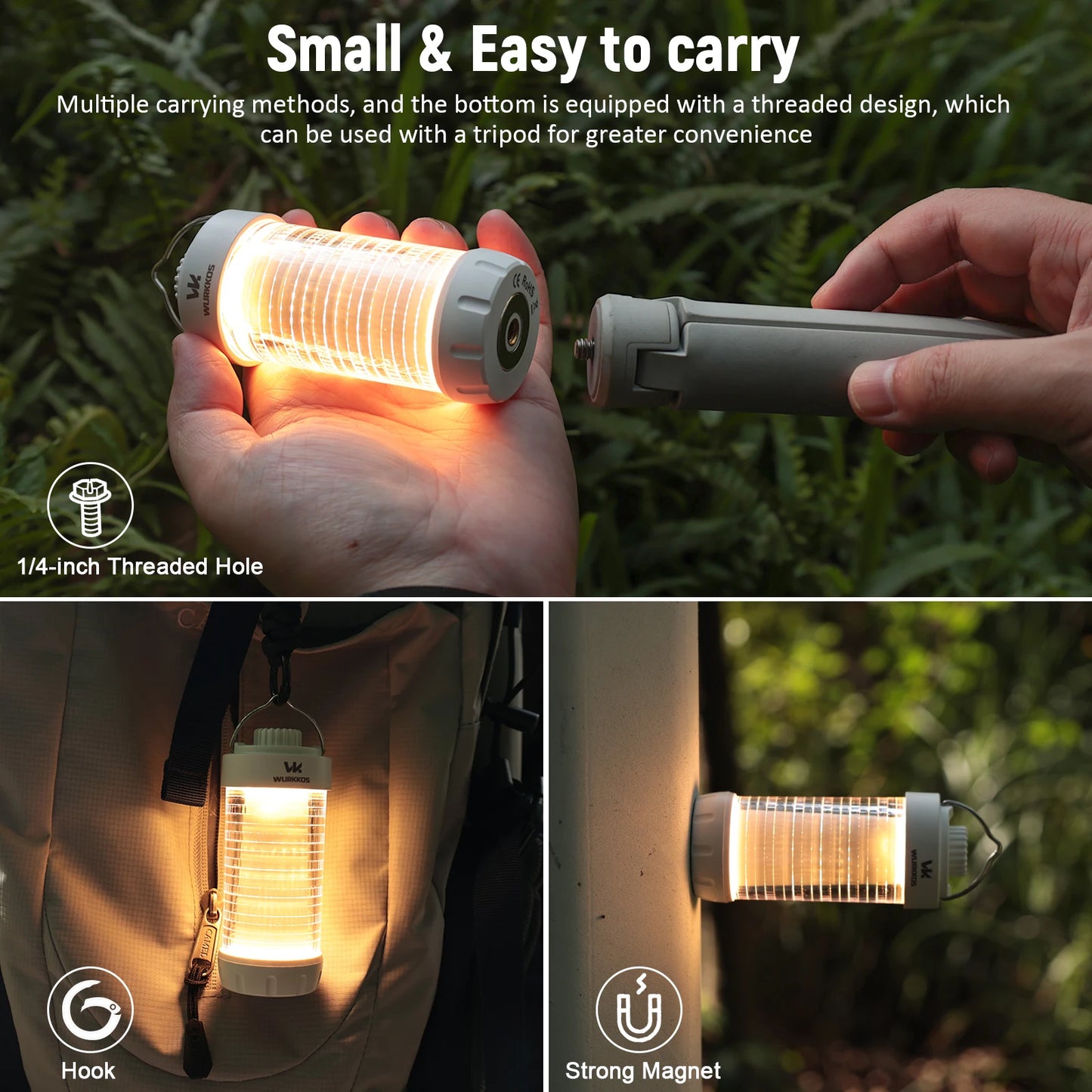 Wurkkos CL01 waterproof Waterproof Power Bank Small Outdoor Lamp Camping Flashlight 550LM Portable Magnetic Lamp 360° RGB Torch