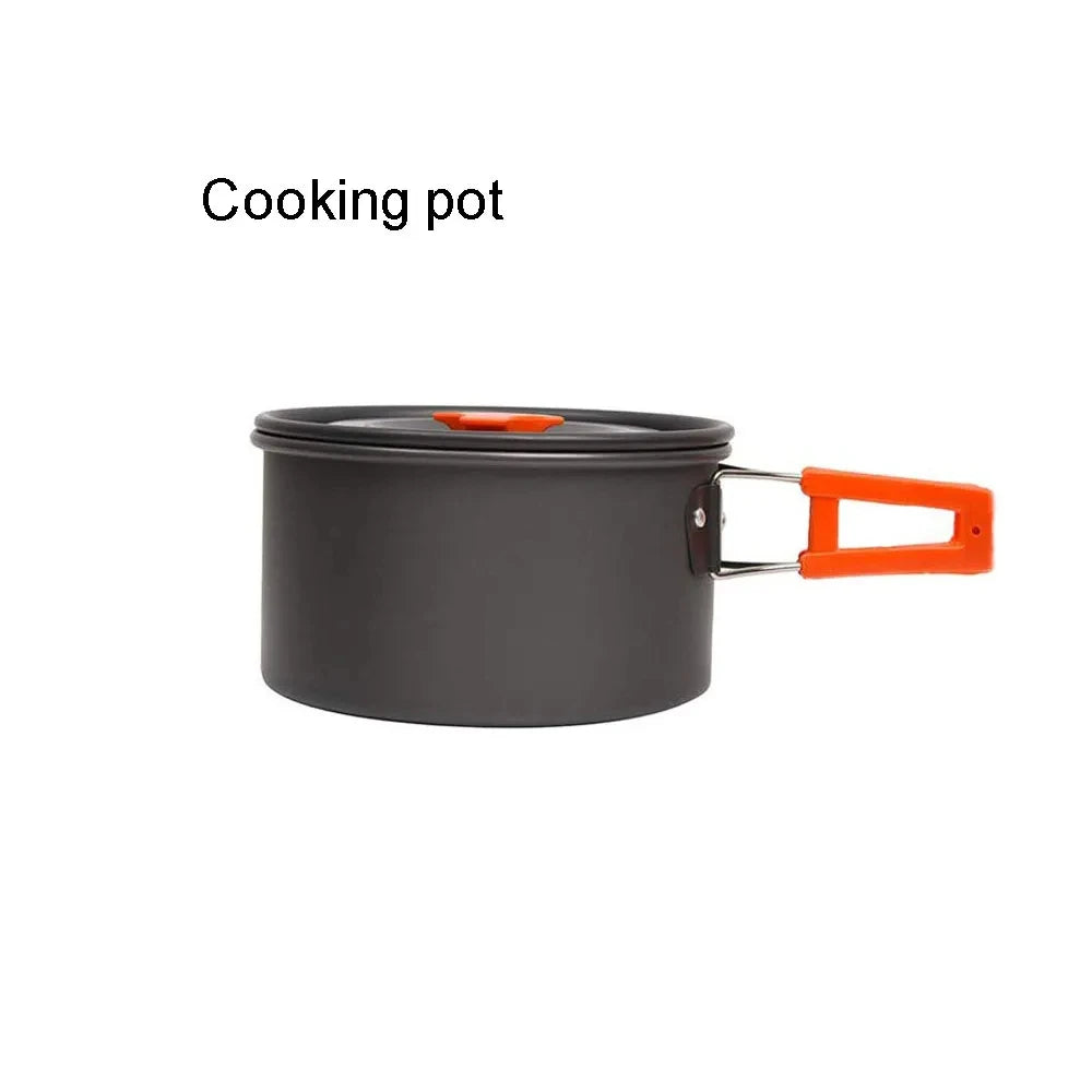 1pcs/1set Camping Cookware Kit Outdoor Cooking Set Aluminum Equipment Outdoor Pot Travel Tableware Kitchen Hiking Picnic BBQ