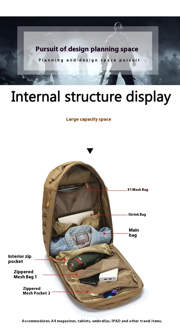 Tactical Backpack for men Women Expands Large Capacity Bag Multi-functional Waterproof Mountaineering Hiking Camping Bag