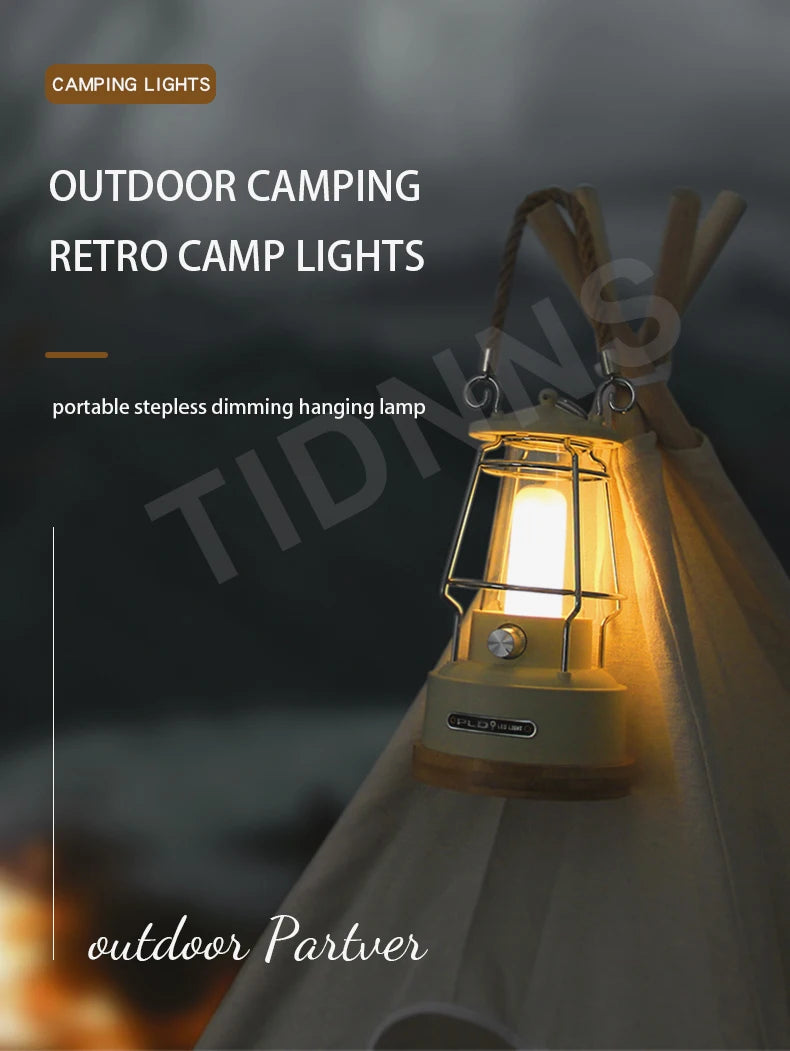 Camping Light Portable Torches Flashlights Tent Lamps Stepless Dimming Travel Retro Lamps Outdoor Lighting