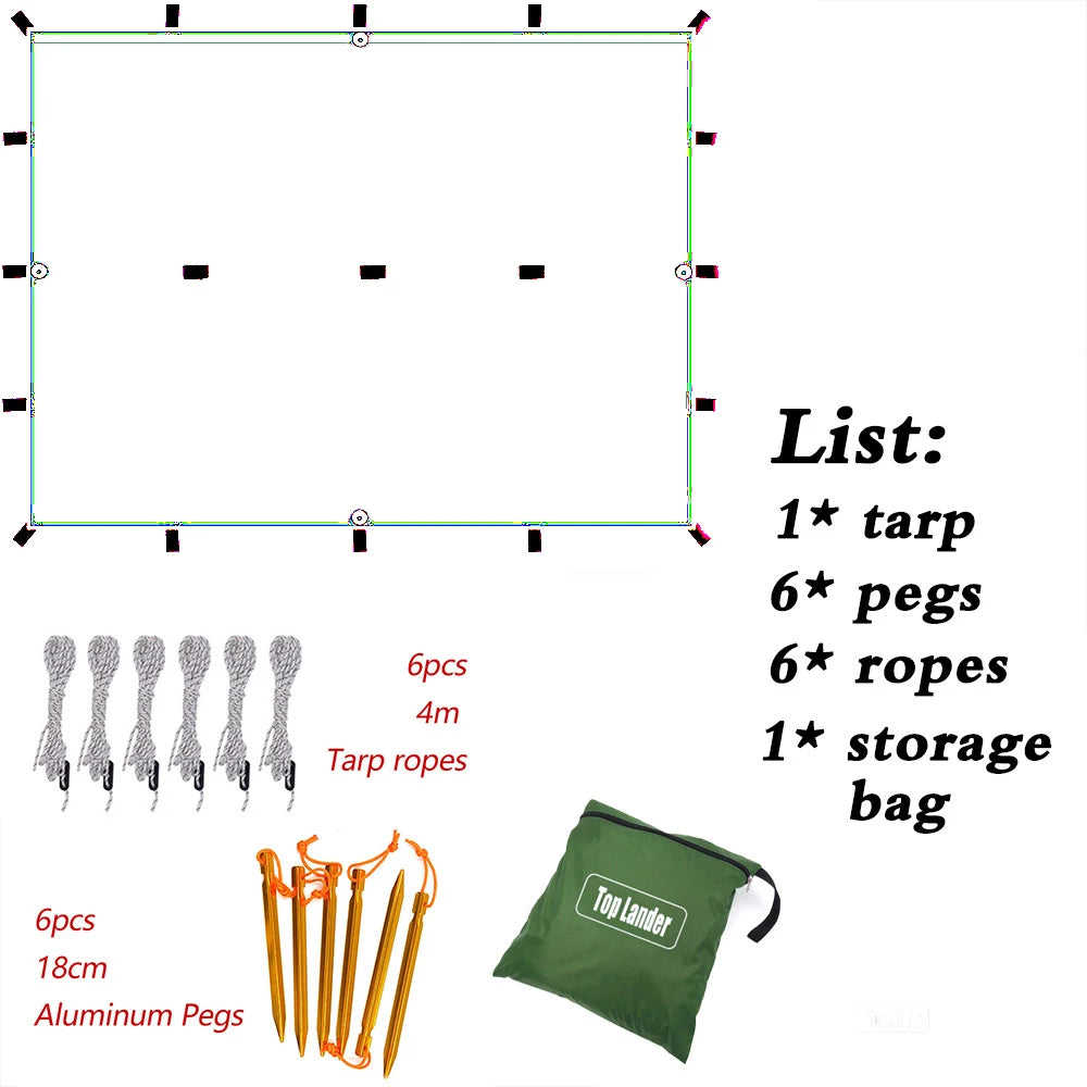Waterproof Tent Tarp 19 Hang Points Survival Tent Outdoor Camping Tactical Sun Shelter 4x4 3x4 3x3 Lightweight Sunshade Awning