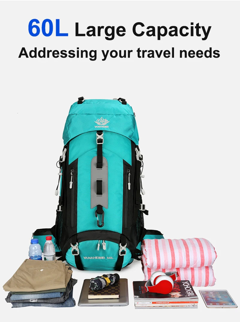 60L Hiking Backpack Men Women Outdoor Waterproof Climbing Travel Large Capacity Bags Mountaineering Trekking Camping Bag 2297