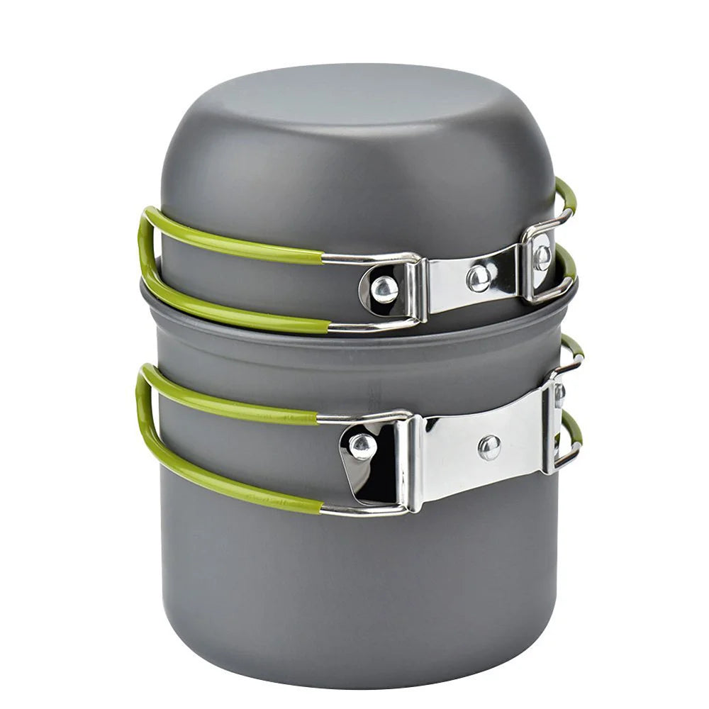 Camping Pots Cookware Set Portable Outdoor Cooking Tableware for Hiking Trekking Picnic Fishing Mountaineering
