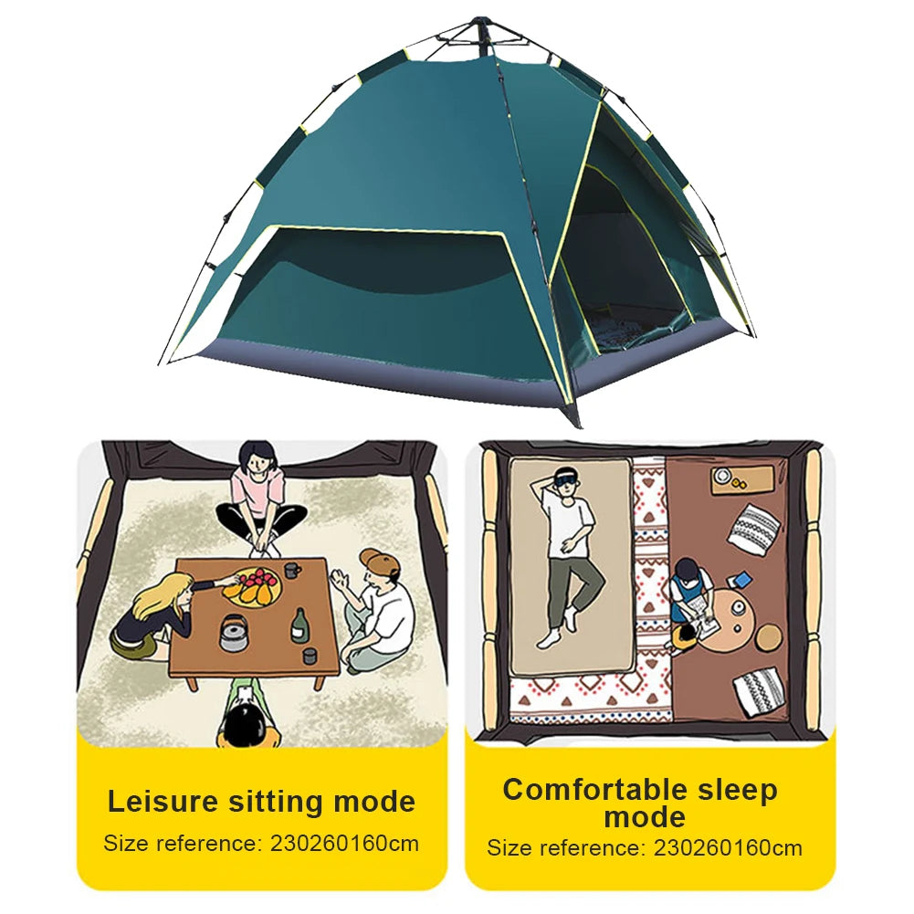 Tent Ultralight Waterproof Automatic Tent 3-4 Person Portable 3 Season Backpacking Tent Outdoor Hiking Camping Tent