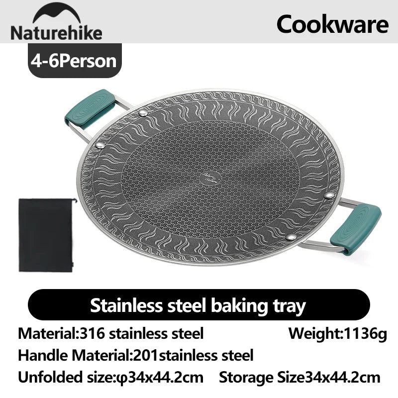 Naturehike Medical Stainless Steel Baking Pan BottomHoneycomb CoalNon-Stick DesignOutdoor FurnitureUniversal Baking Pan