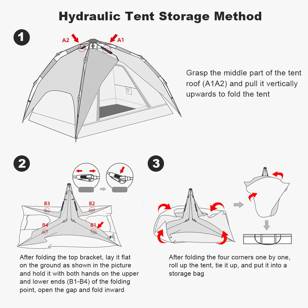 Tent Ultralight Waterproof Automatic Tent 3-4 Person Portable 3 Season Backpacking Tent Outdoor Hiking Camping Tent