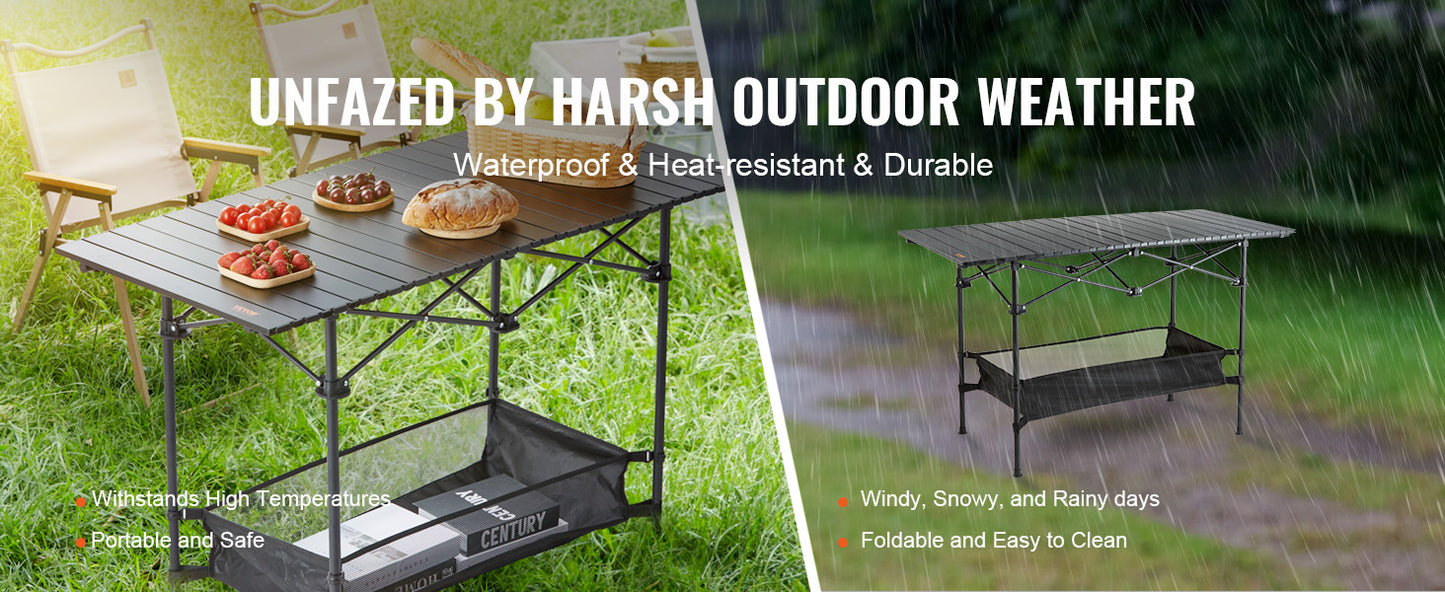 VEVOR 220/66lbs Outdoor Camping Folding Table Picnic Equipment W/Black Storage Bag Aluminum Alloy Chicken Roll Table BBQ Desk