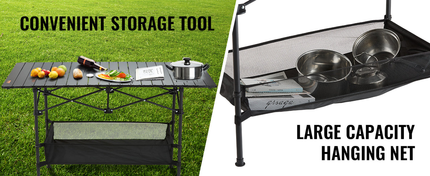 VEVOR 220/66lbs Outdoor Camping Folding Table Picnic Equipment W/Black Storage Bag Aluminum Alloy Chicken Roll Table BBQ Desk
