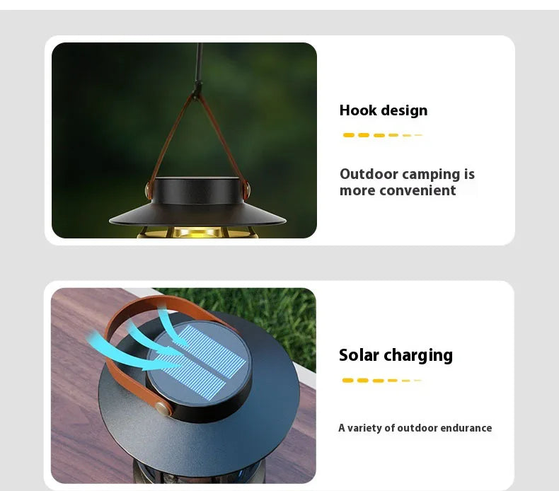 lohascamping LED Camping Lamp Retro Hanging Lamp Portable Stepless Dimming Camping Light Waterproof Rechargeable Outdoor Light