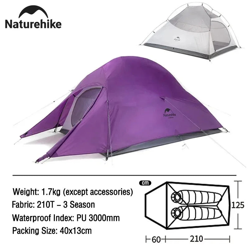 Naturehike Mongar 2 Tent Cloud Up 1 2 3 Persons Tent Star River Tent Cycling Tent Ultralight Outdoor Travel Hiking Camping Tent