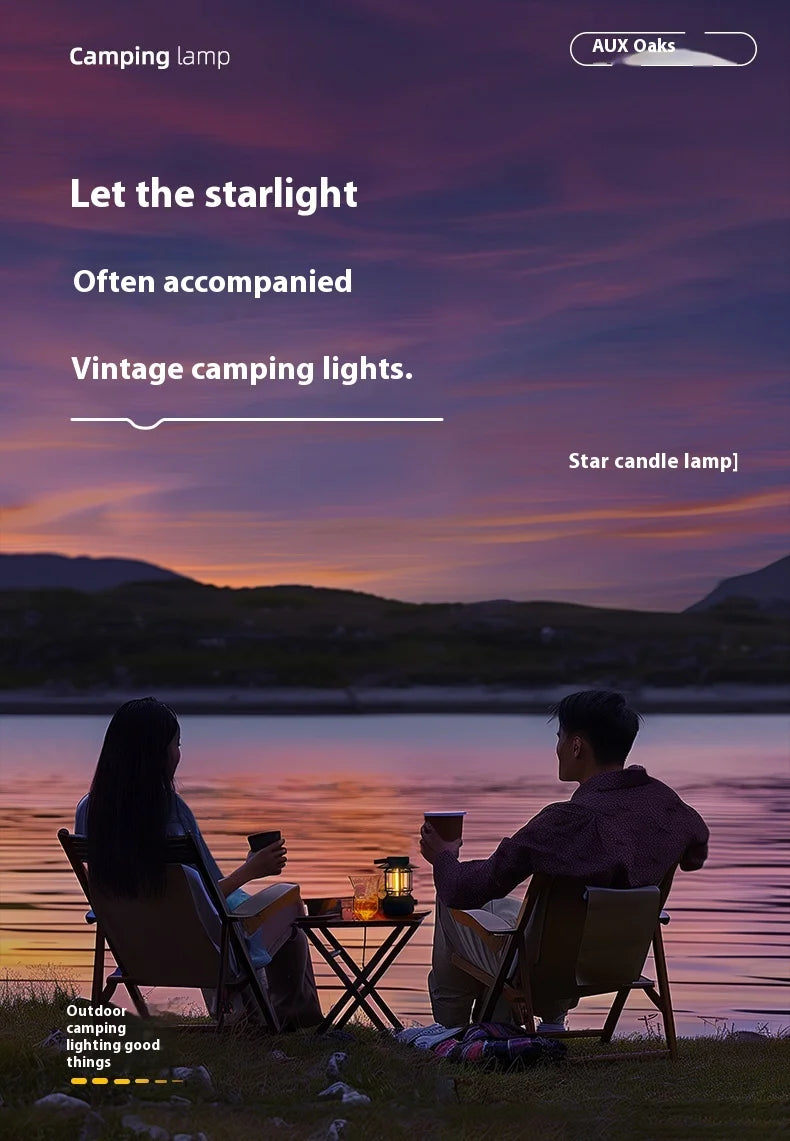 lohascamping LED Camping Lamp Retro Hanging Lamp Portable Stepless Dimming Camping Light Waterproof Rechargeable Outdoor Light