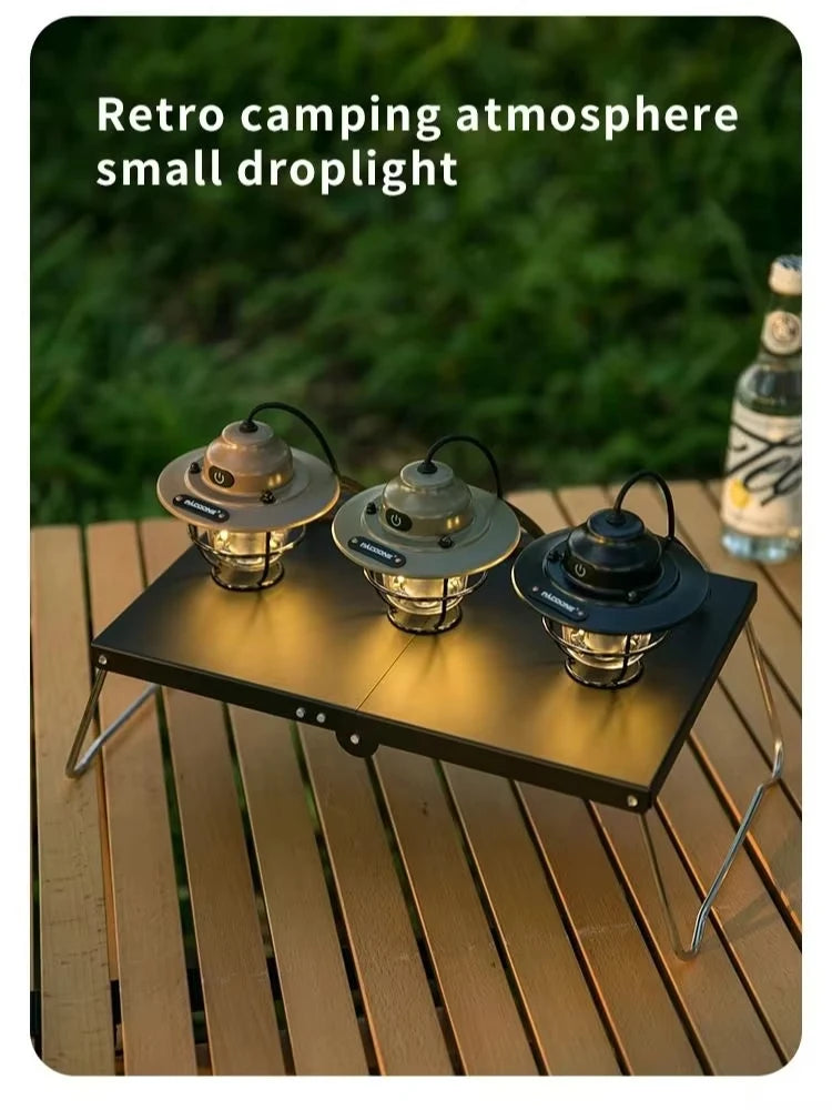 Modern outdoor camping lamp, infinitely dimmable atmosphere lamp, metal campsite lamp.