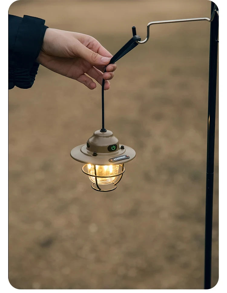 Modern outdoor camping lamp, infinitely dimmable atmosphere lamp, metal campsite lamp.