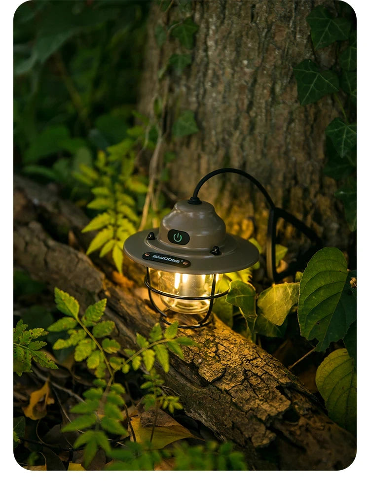 Modern outdoor camping lamp, infinitely dimmable atmosphere lamp, metal campsite lamp.