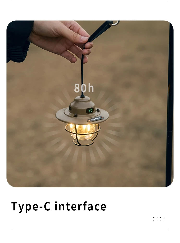 Modern outdoor camping lamp, infinitely dimmable atmosphere lamp, metal campsite lamp.