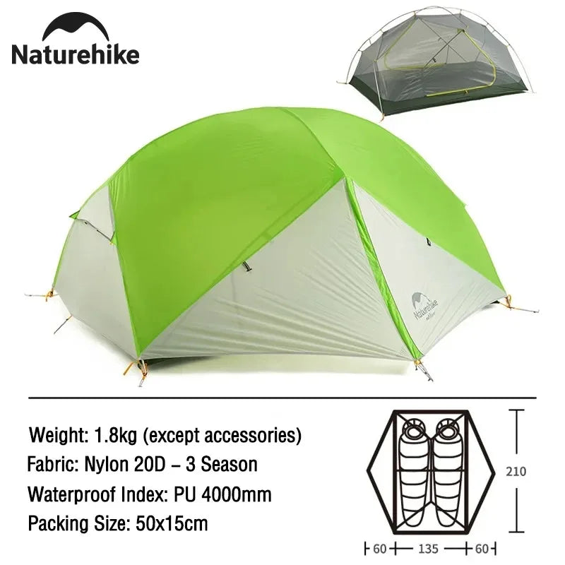 Naturehike Mongar 2 Tent Cloud Up 1 2 3 Persons Tent Star River Tent Cycling Tent Ultralight Outdoor Travel Hiking Camping Tent