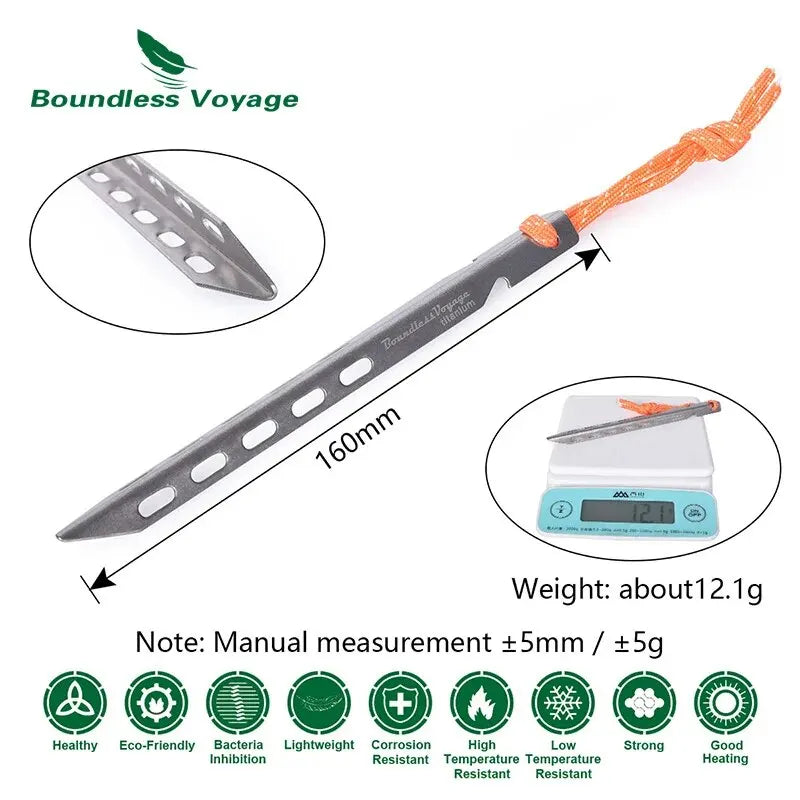 Boundelss Voyage Titanium Tent Pegs Ultralight Tent Stakes Tent Pins Outdoor Tent Accessories Heavy Duty Tent Nails